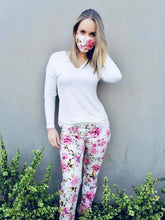 Milk & pink floral printed pants set - Style 378