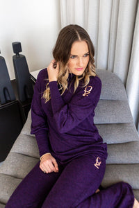 Melange purple knit flared pants - Style 371